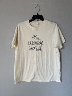 Clare V Cream 'Le Week End' Short Sleeve Graphic Tee